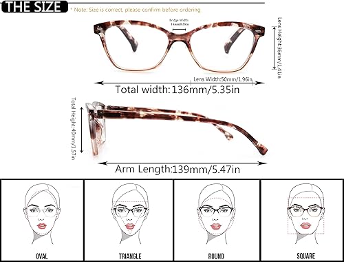 Miniatura 3 de OLOMEE Gafas de lectura para mujer + 4.00 elegantes anteojos con aumento para mujer, paquete de 4 unidades, ligeros y cómodos (negro, marcos
