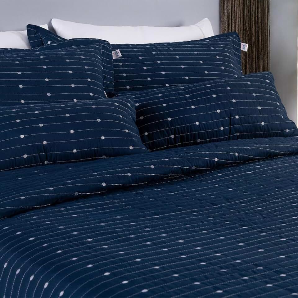 Kit Cobre Leito Casal Padrão 07 Peças Bordado Urbany Hipercal 400 Fios