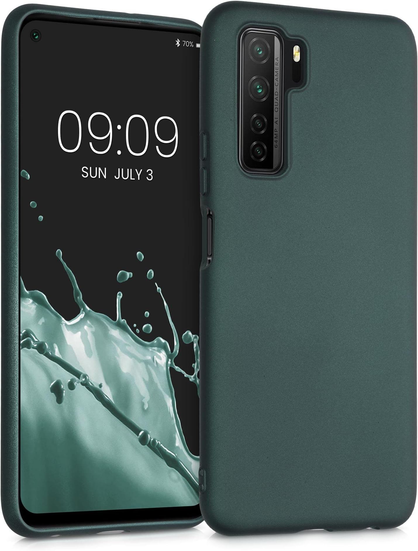 kwmobileCase Compatible with Huawei P40 Lite 5G Case - Soft Slim Metallic TPU Silicone Cover - Metallic Teal
