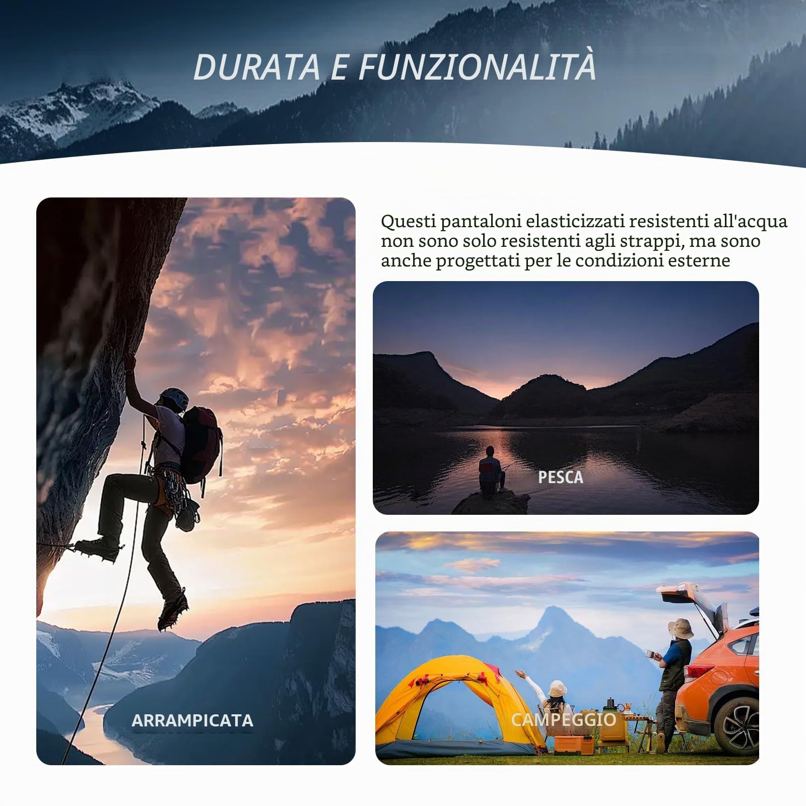 BWBIKE Pantaloni da Trekking da Uomo Pantaloni da Lavoro Leggeri da Esterno Pantaloni Cargo Elasticizzati Resistenti all'Acqua Pantaloni da Pesca da Campeggio Sportivi da Uomo