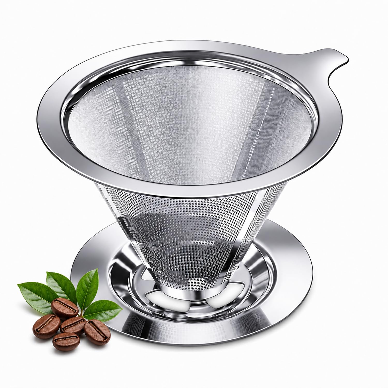SteelBrew Reusable Stainless Steel Coffee Filter | Double Mesh Pour Over Dripper with Base for Hot & Cold Brew (1–4 Cup)-image-31