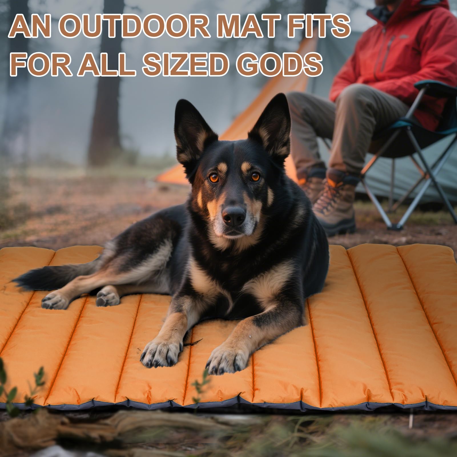 XIAPIA wasserdichte Hundematte für Outdoor, Waschbare Hundematte für Unterwegs, Antistatik, Hygienisch, Faltbares Hundebett, Große Reisedecke für Haustier 110x68 cm (Orange/Grau)