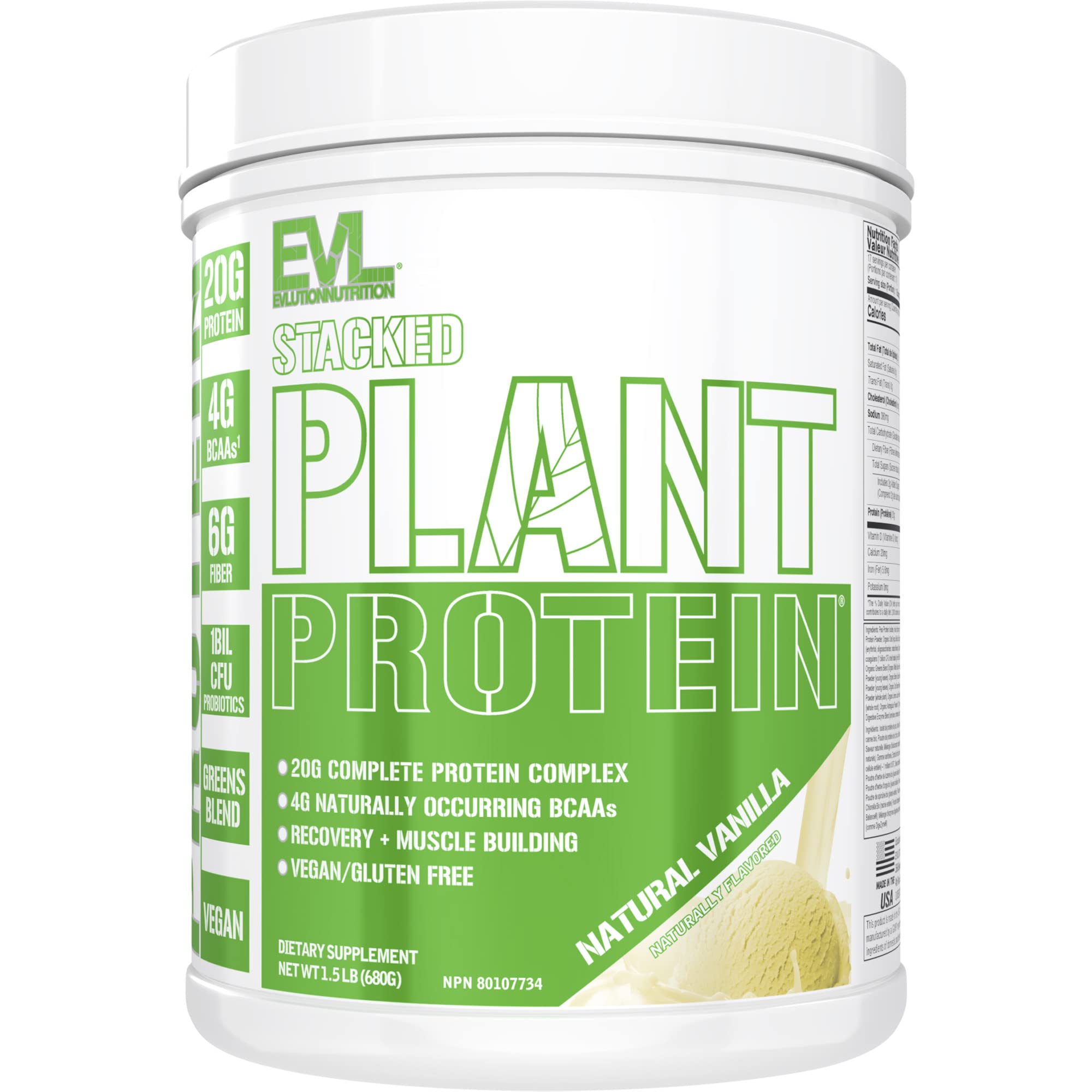 Stacked Plant Protein Powder, All-Natural Vanilla
