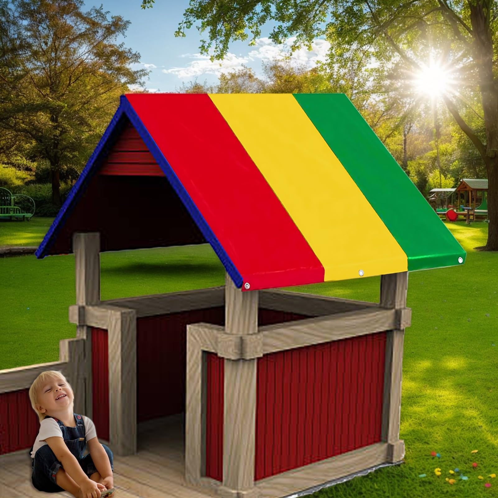 Copertura per ombra resistente ai raggi UV – Telo di ricambio per parco giochi, copertura durevole per esterni | 132 x 226 cm/51,97 x 88,98 pollici tetto resistente alle intemperie per altalene