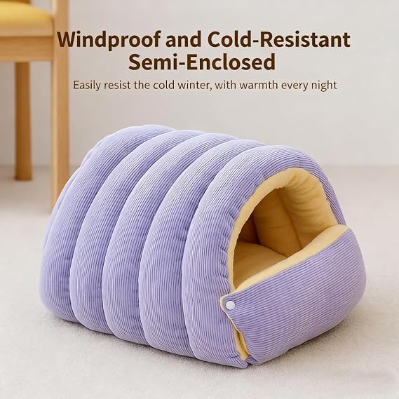 Cozy Monster Cat Bed, New Winter Warm Cat House, Cat Beds for Indoor, Removable and Washable Dual-Purpose cat and Small Dog nests, Cozy Warming Anti-Slip Fluffy Pet Bag (Beige,Medium)
