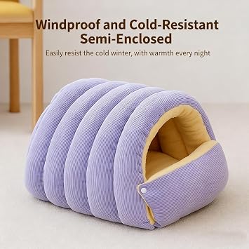 Cozy Monster Cat Bed, New Winter Warm Cat House, Cat Beds for Indoor, Removable and Washable Dual-Purpose cat and Small Dog nests, Cozy Warming Anti-Slip Fluffy Pet Bag (Beige,Medium)