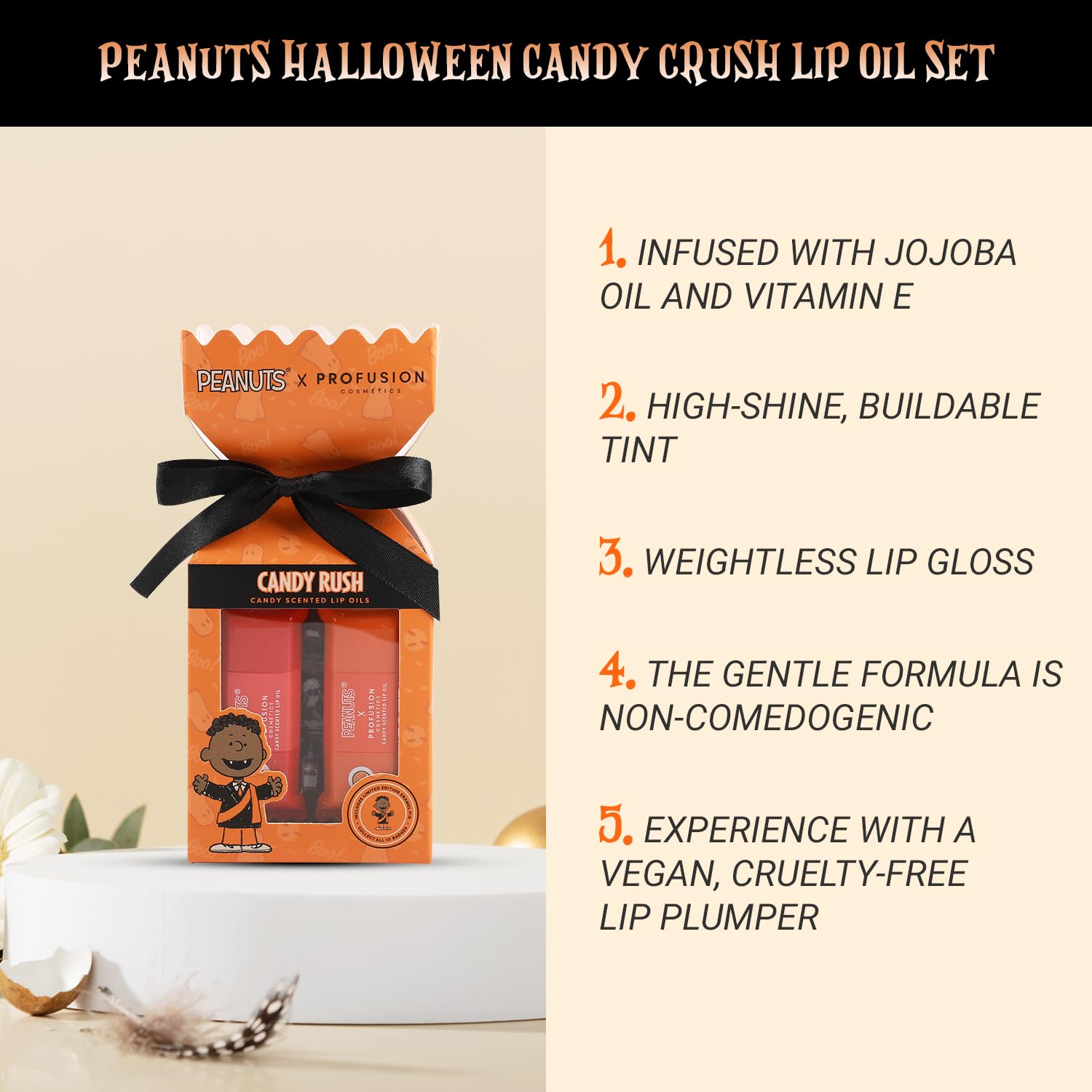 Profusion Cosmetics Peanuts Candy Crush Lip Oil Set – Nourishing, High-Shine Lip Tint Infused With Jojoba Oil & Vitamin E, Vegan & Cruelty-Free Makeup - Image 2