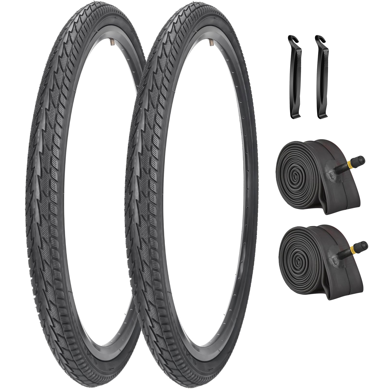 Pair of 24 Inch Mountain Bike Tyre 24 x 1.75 Tyre（ETRTO 47-507）Folding Bead Compatible with 24 x 1.50 24 x 1.75 MTB Hybrid Road Bicycle (with Inner Tubes)
