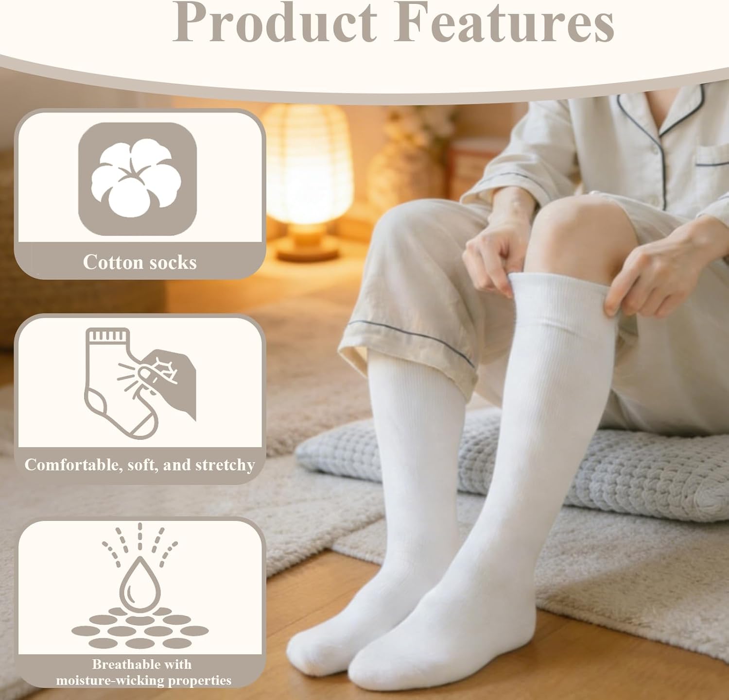 Walking Boot Socks Cotton 3Pairs, Replacement Socks Liner for Orthopedic Walker Brace Compatible with Air Cam Walkers and Fracture Boot for Men and Women Cast Surgical Leg Cover, White - Image 4