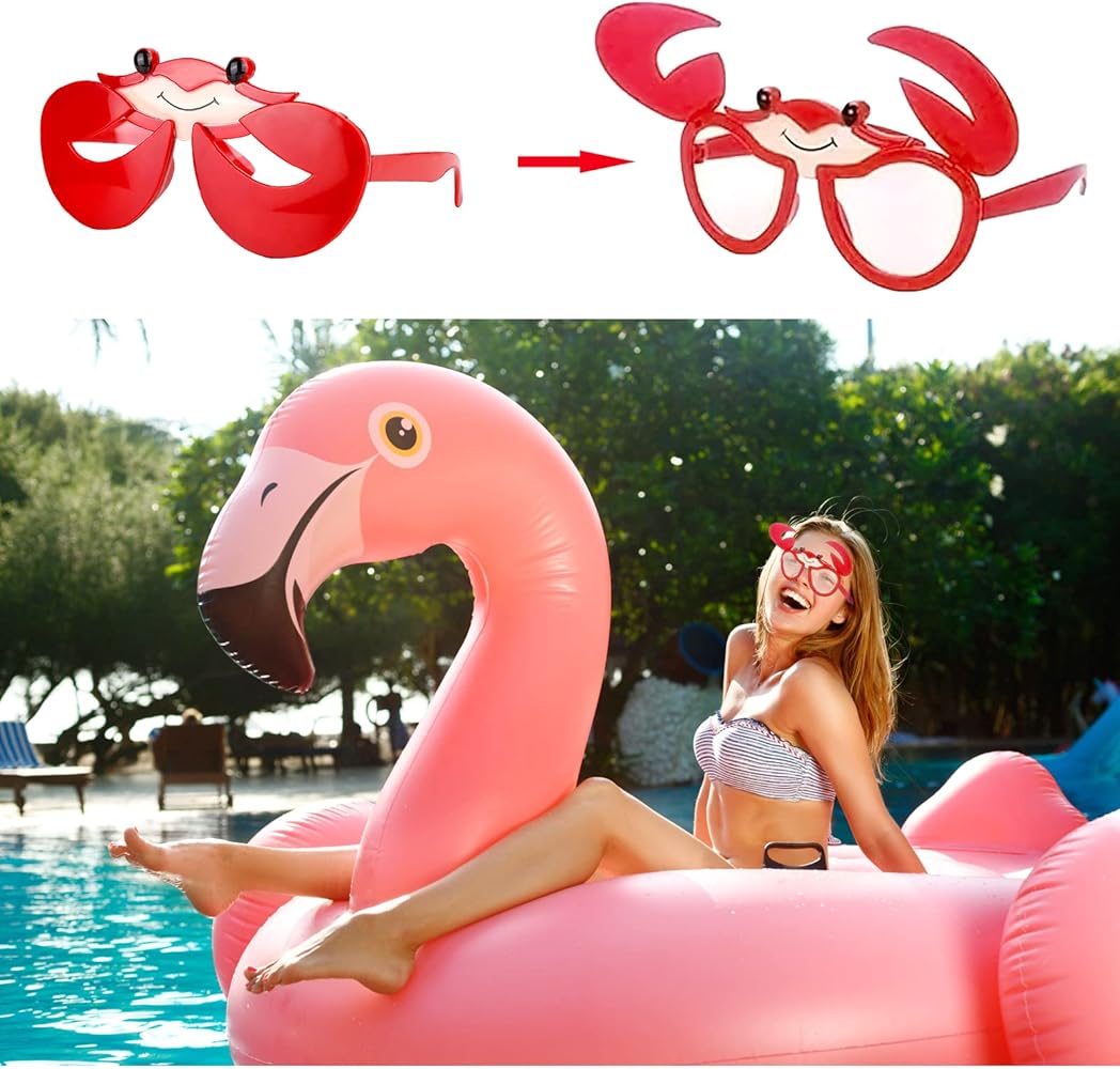 2 Pz Fenicottero Atrezzi Occhiali Sole Attrezzi Occhiali Da Festa Luau Di Palma Occhiali Da Sole Per Le Vacanze Gadget Per Il Trucco Occhiali Cosplay Hawaii Foto