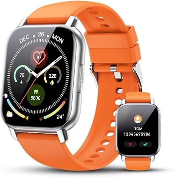 Poounur Smart Watch Mens Fitness Watch with Phone Function, Make / Receive Calls, Compass, IP68 Waterproof, Sports Watch with 100+ Sports Modes, Heart Rate Sleep Monitor, Pedometer, Watch for Android