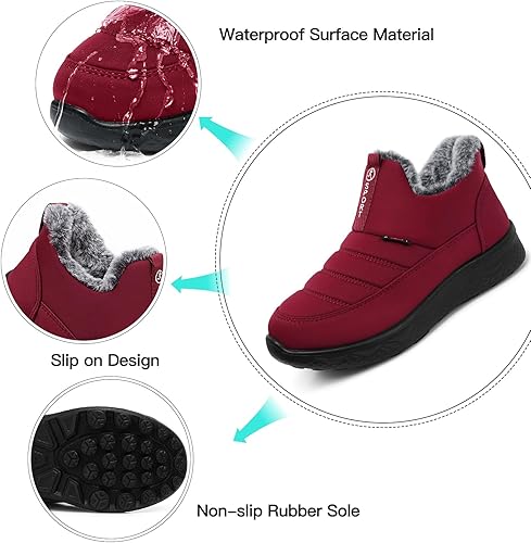 Miniatura 2 de SWQZVT Botas de invierno para mujer, para la nieve botas de invierno antideslizantes al tobillo, cómodas y resistentes al aire libre