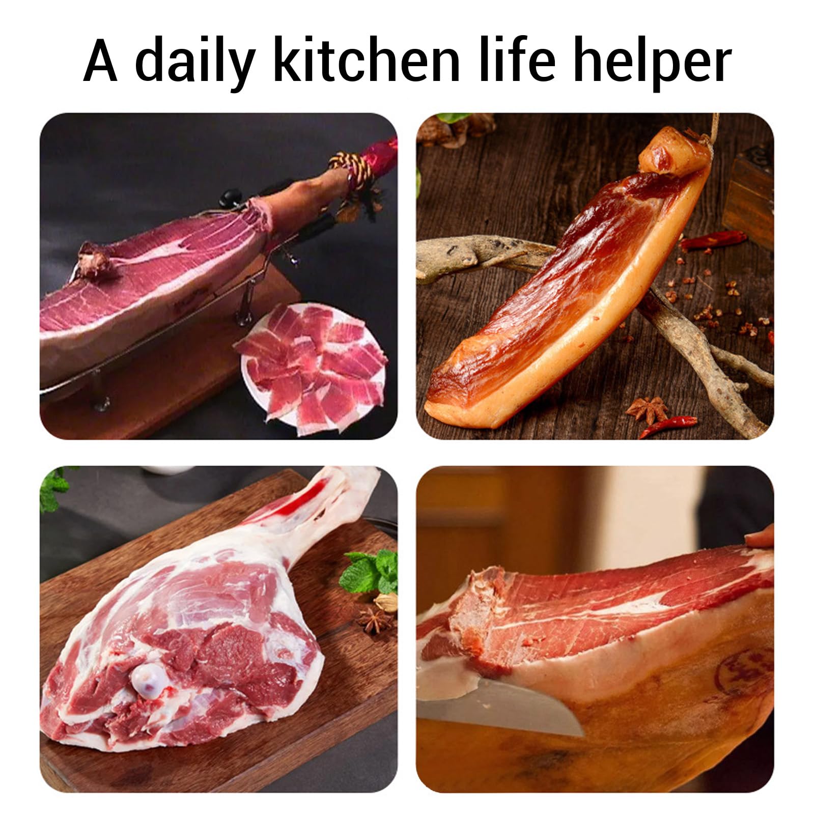 Porta prosciutto in pino Kuuleyn adattato a Parma Spagna (Piccolo 37x24 cm/14,57x9,45 pollici)