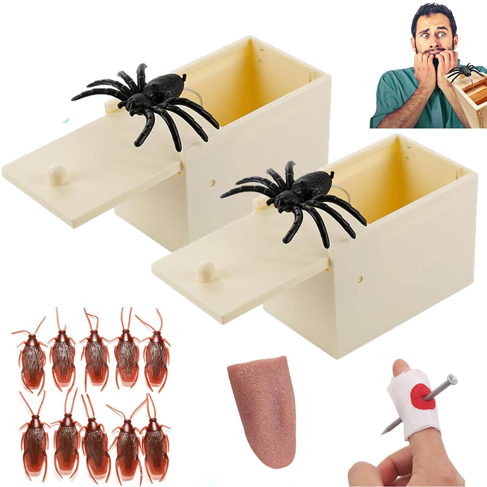2Pcs Scatola Scherzo Ragno - Scatola di Legno Scherzo Scatole di Scherzi A sorpresas | Spider Box