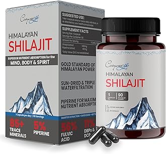 cosynee Himalayan Shilajit - Shilajit Capsules, Shilajit for Men, Shilajit for Women, 56% Fulvic Acid & 5% Piperine, 90 Caps