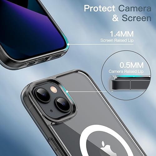 Miniatura 6 de JETech Funda magnética para iPhone 13 de 6.1 pulgadas, compatible con carga inalámbrica MagSafe, a prueba de golpes, parte trasera transparente