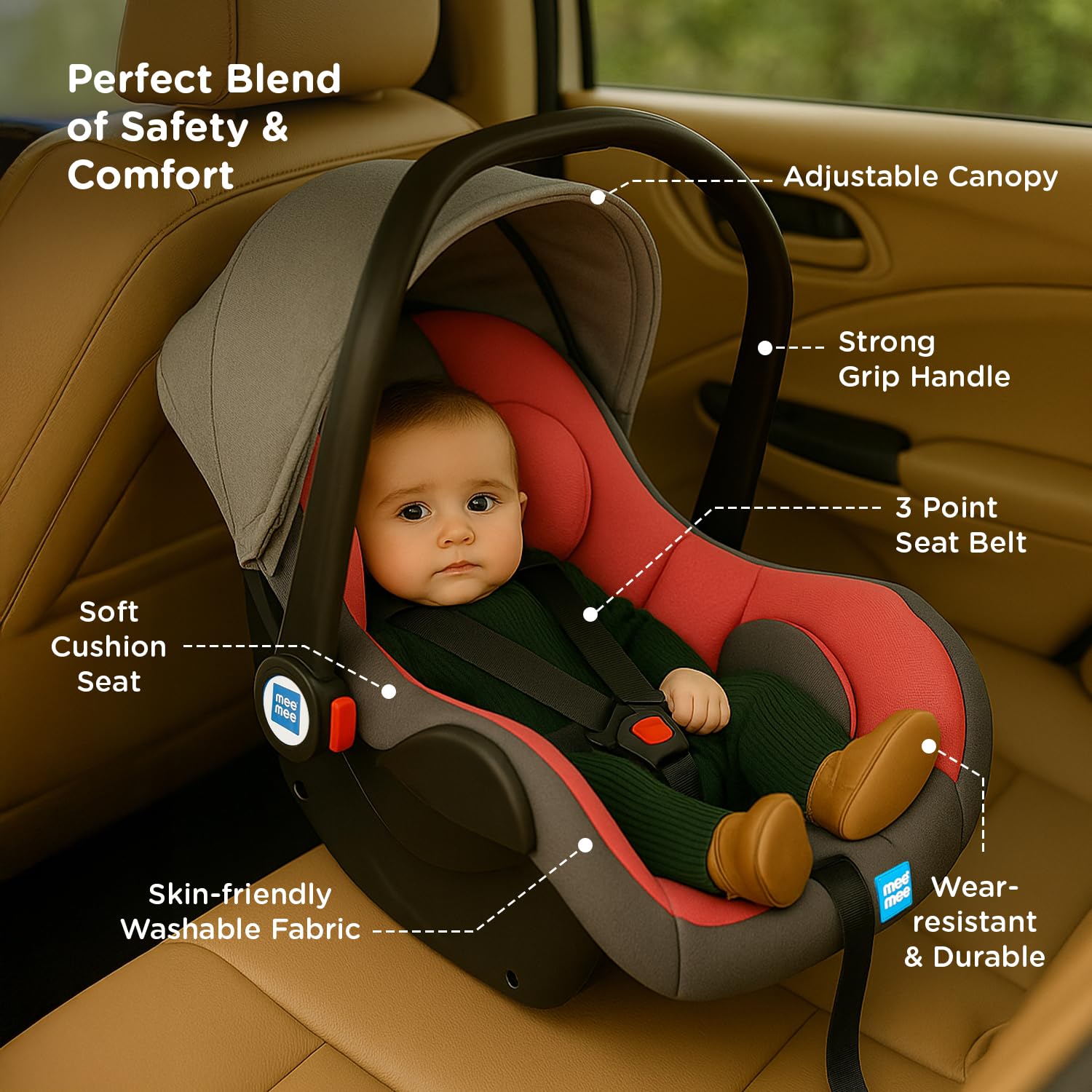 Mee Mee Little Explorer Car Seat & Carry Cot - Pink -3 Mee Mee Little Explorer Car Seat & Carry Cot - Pink -3