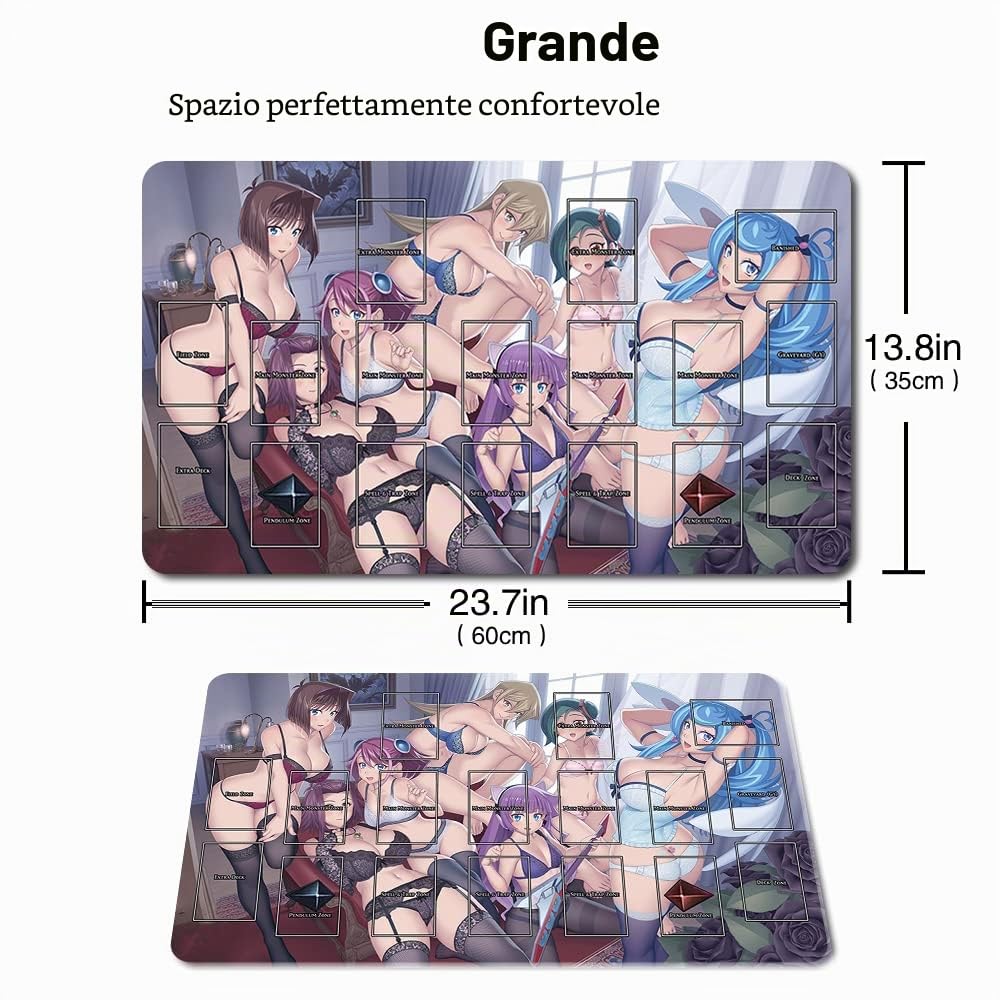 Tappetino da gioco da tavolo TCG + sacchetto regalo in omaggio + con zone di carte, tappetino per tavolo da gioco di carte YGO, dimensioni 60 x 35 cm, compatibile con carte da collezione (YGO-G-1-G-JH