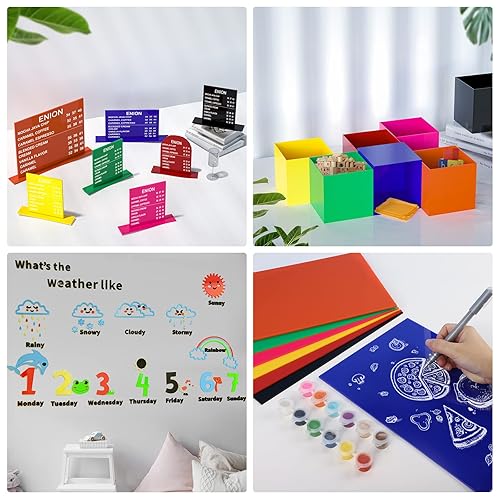 Miniatura 7 de Enoin Paquete de 1 hoja de acrílicoplexiglás amarillo no transparente de 8 x 12 pulgadas, 0.118 pulgadas de grosor, hoja de plástico de color para