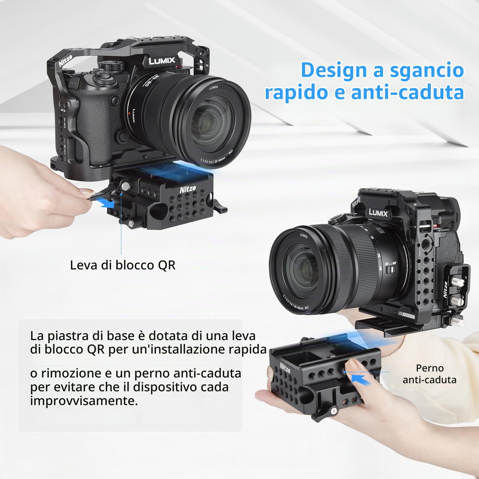Nitze 15 mm LWS Baseplate per Telecamera, con Piastra Base per Manfrotto Standard, Installazione e Rimozione Rapida per Telecamere e Gabbie - PB13