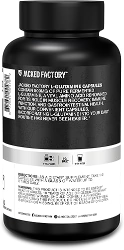 Vista 16 de Jacked Factory L-Glutamina en polvo 100 porciones – Suplemento de glutamina L fermentada vegana para recuperación muscular después