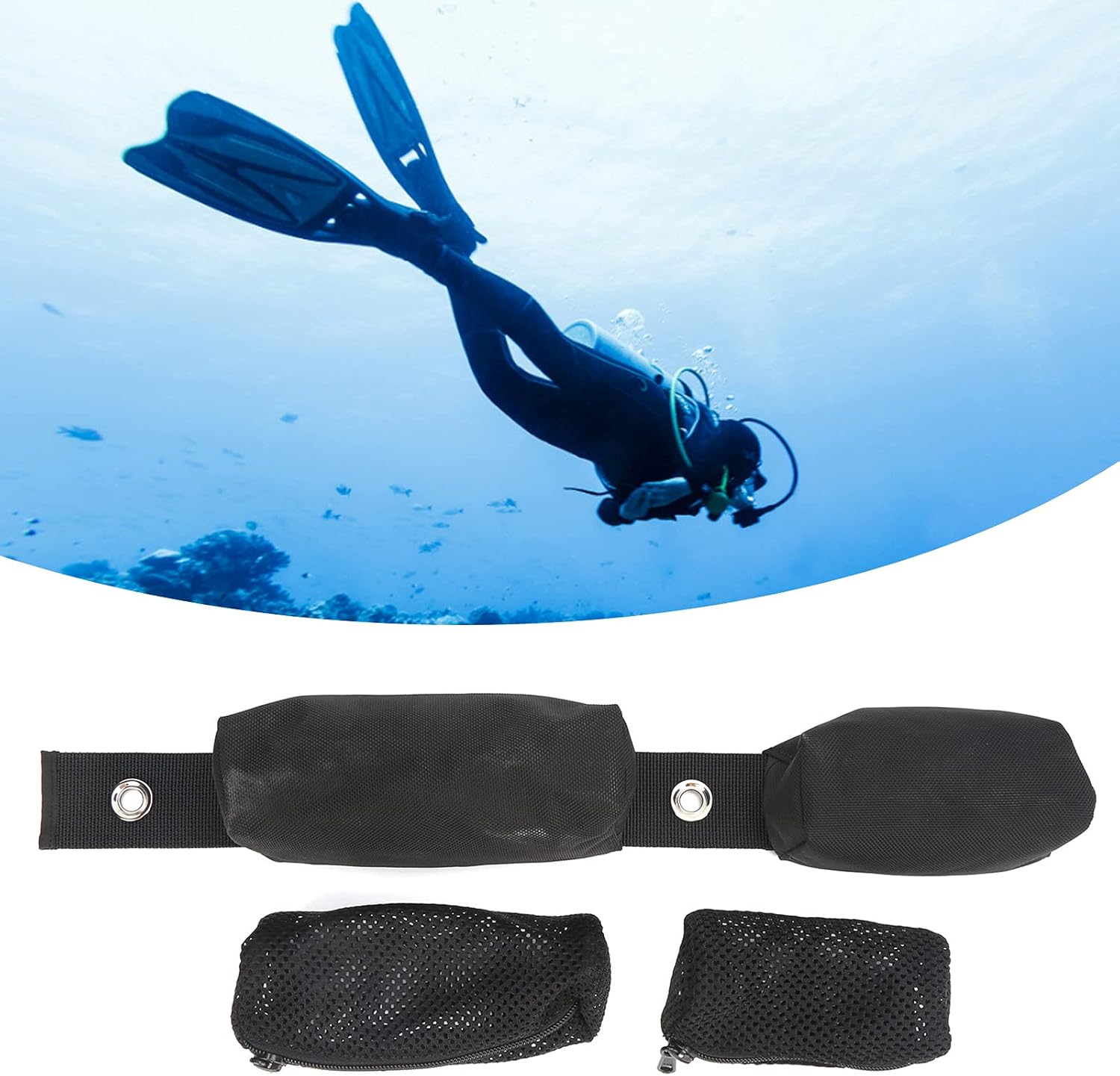 Nylon Diving Side Hanging Back Flying Underwater Storage Mesh Waist Bag Diving Supplies