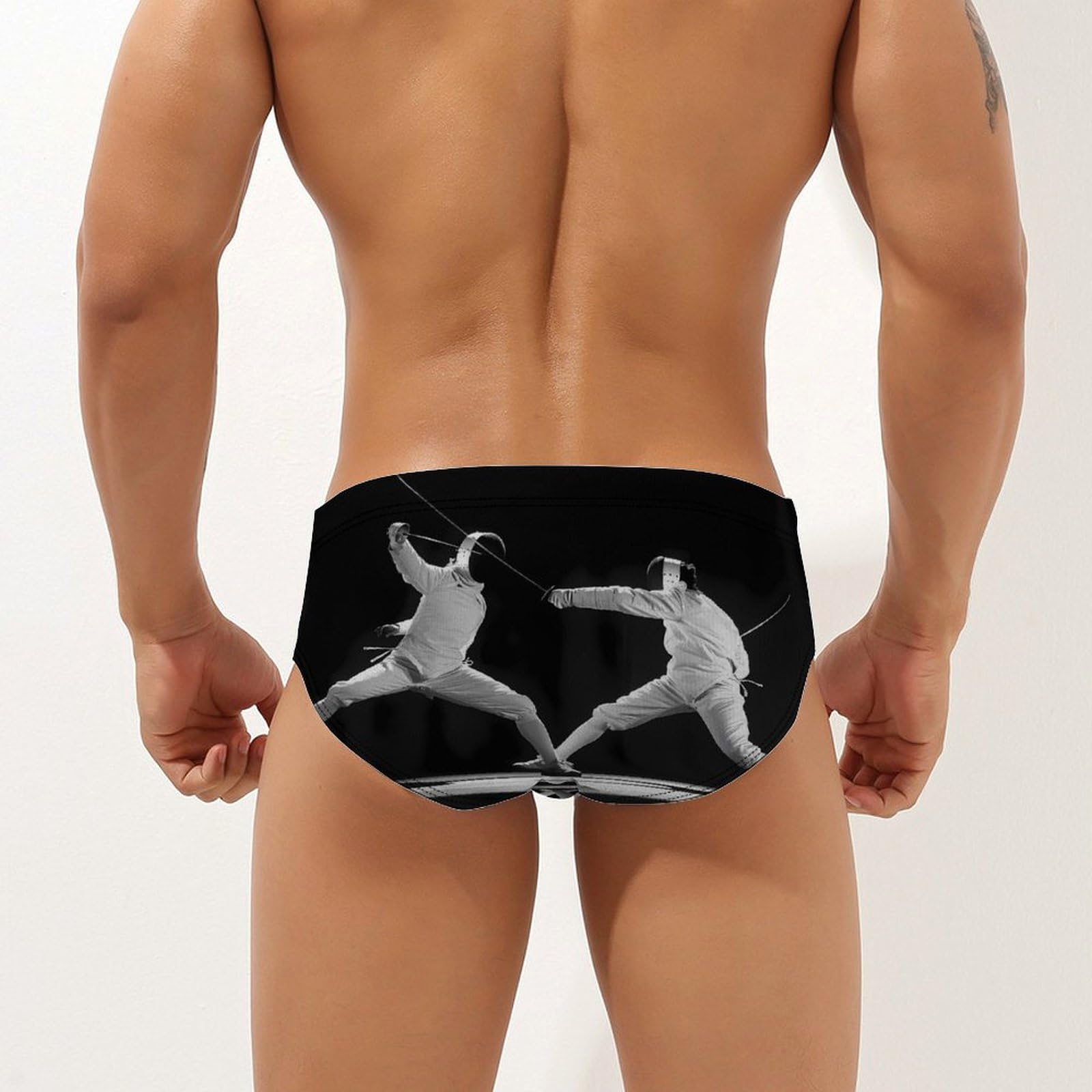 Fencing Art Martial Arts Mens Swim Briefs Quick Dry Swim Trunk Bikini Underwear Swimsuit 3XL