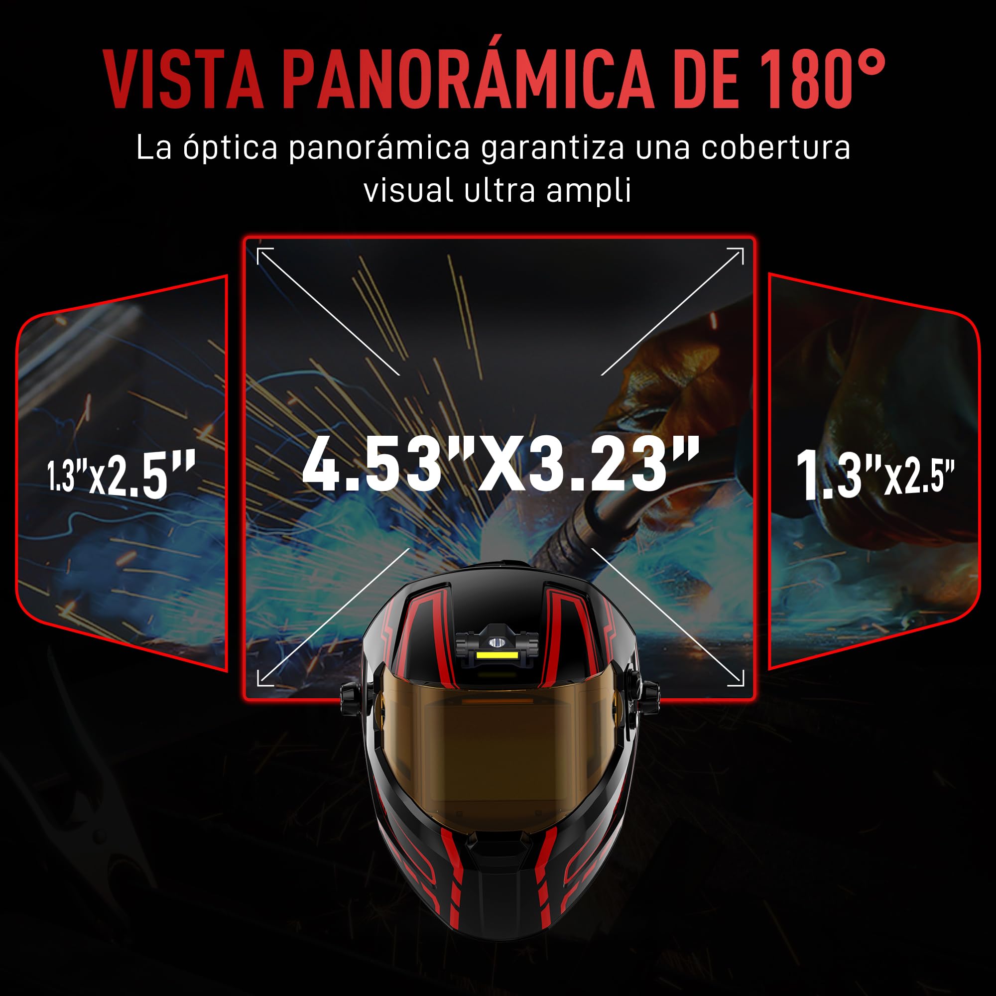 ANDELI Maschera saldatura automatica | Visione 18,3x8,1cm + True Color | USB-C + Luce frontale | DIN16,ANDELI Set di lenti di ricambio per casco per saldatore OPTIM