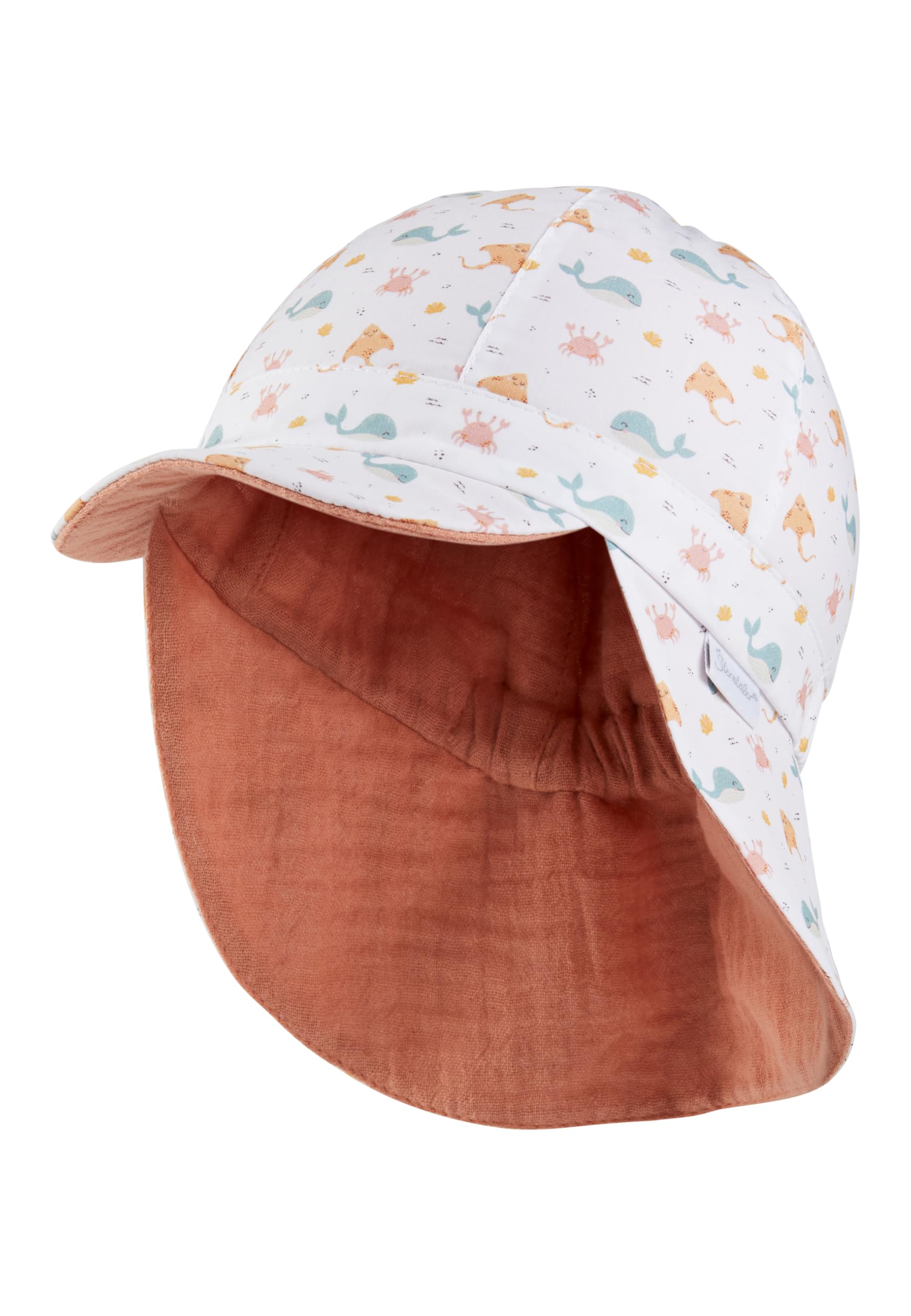 Sterntaler Unisex Reversible Peaked Cap Printed with Sea Animals Sun Hat, White, 6