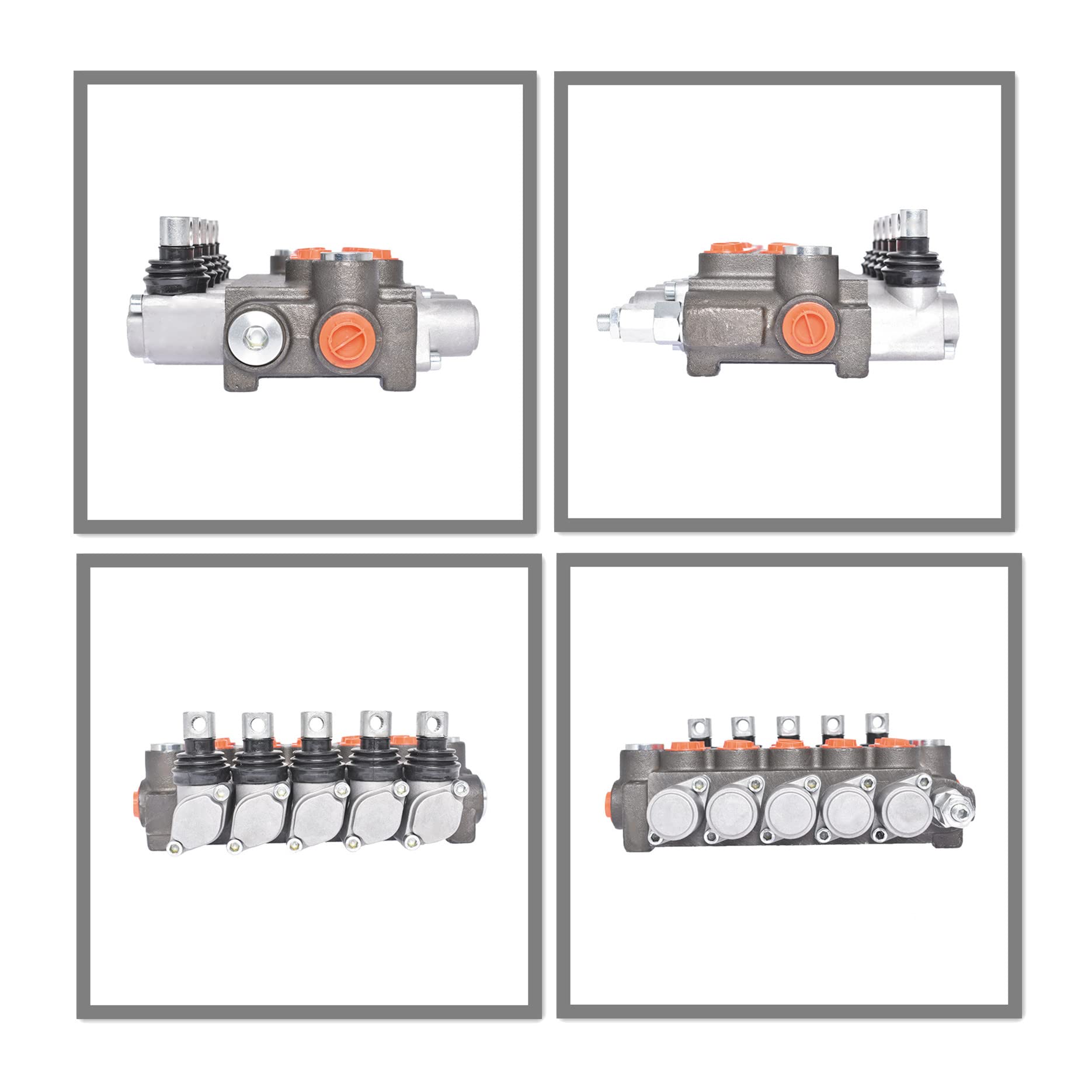 Válvula monobloque de control hidráulico direccional de doble efecto, 5 carretes, 11 gpm, puertos sae con palanca de mando, válvula de control direccional hidráulico de 3625 psi, apta para tractores