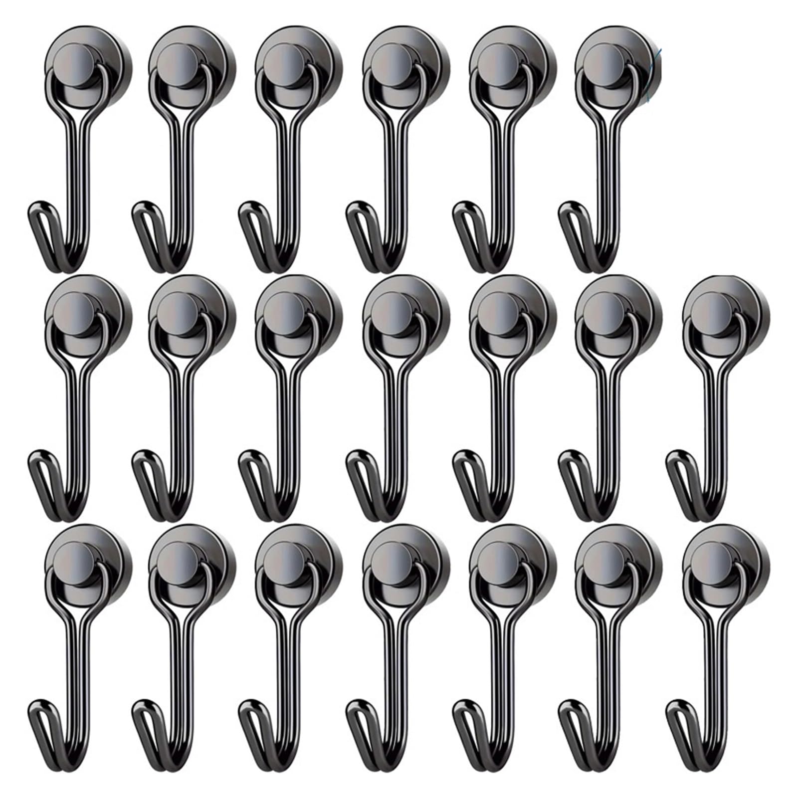Genérico Imán resistente con rotación de 360 ​​°, ganchos magnéticos negros, perchas for cocina, hogar, oficina, uso multifuncional(360-20mm 20PCS)