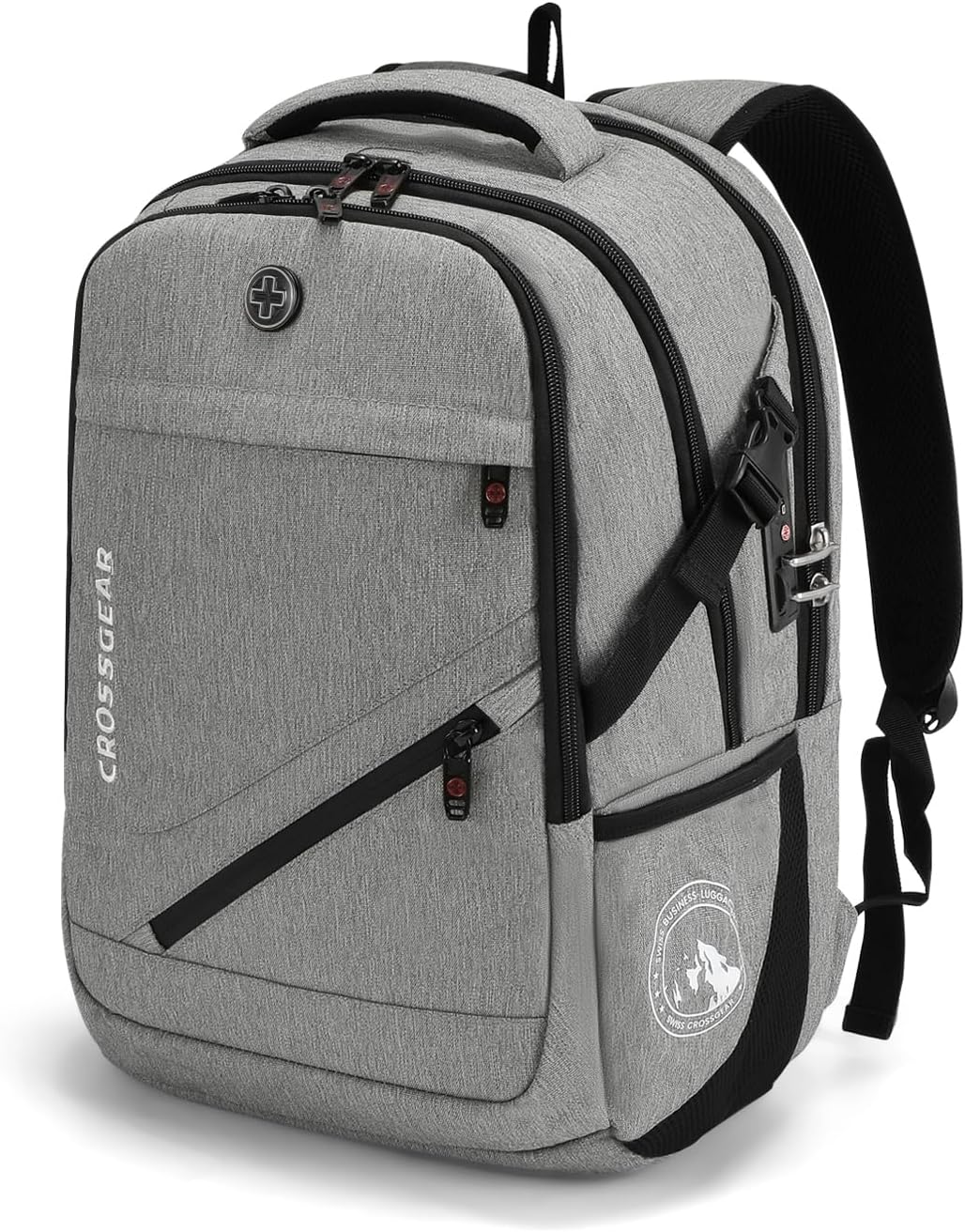 CROSSGEAR 17.3 Inch Laptop Backpack for Men Women with Anti-theft Lock Grey