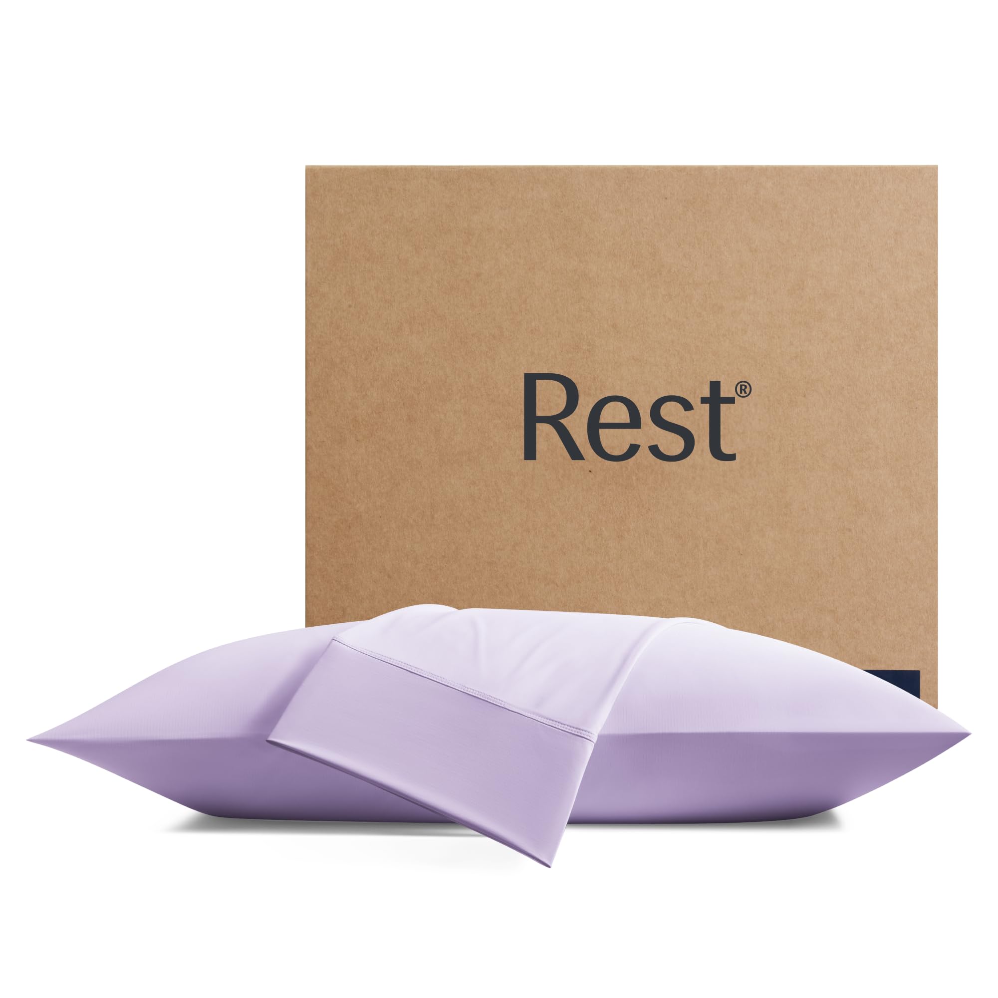 REST® Evercool®+ Cooling Pillowcases Standard - 2 Pillowcases for Sensitive Skin, Silver Infused Fabric for Hygienic Sleep, Silky Smooth for Curly Hair, High Elastic for Snug Fit (19x29 inches)