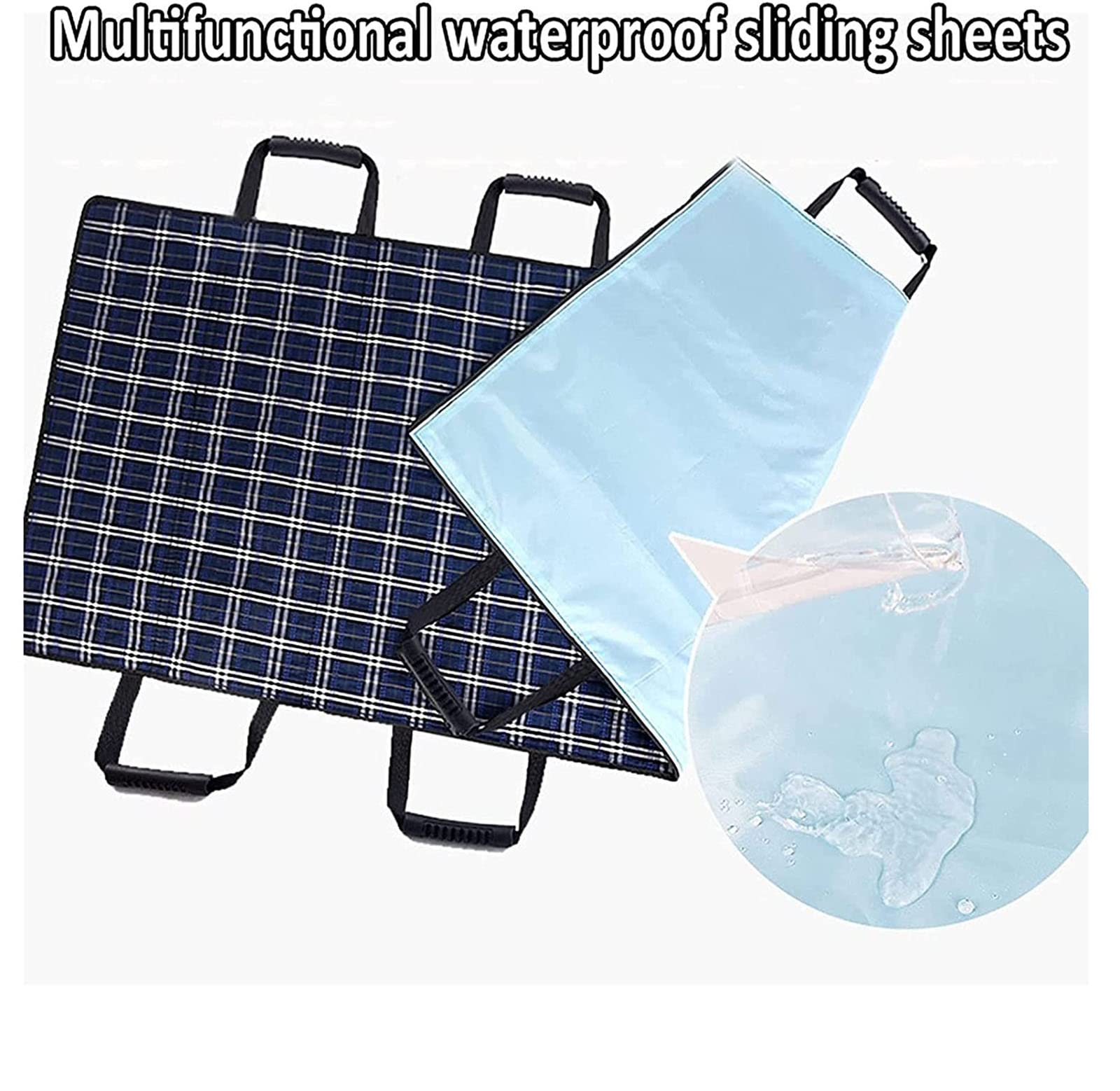 Almohadilla de posicionamiento para cama con asas Sábanas deslizantes impermeables multifuncionales, manta de transferencia de incontinencia de sábanas, fácil elevación y transferencia, para postra