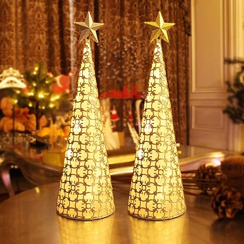 Juegoal Decoración de mesa de Navidad iluminada con estrella y 10 luces LED, funciona con pilas, adorno de escritorio para interiores, Navidad,