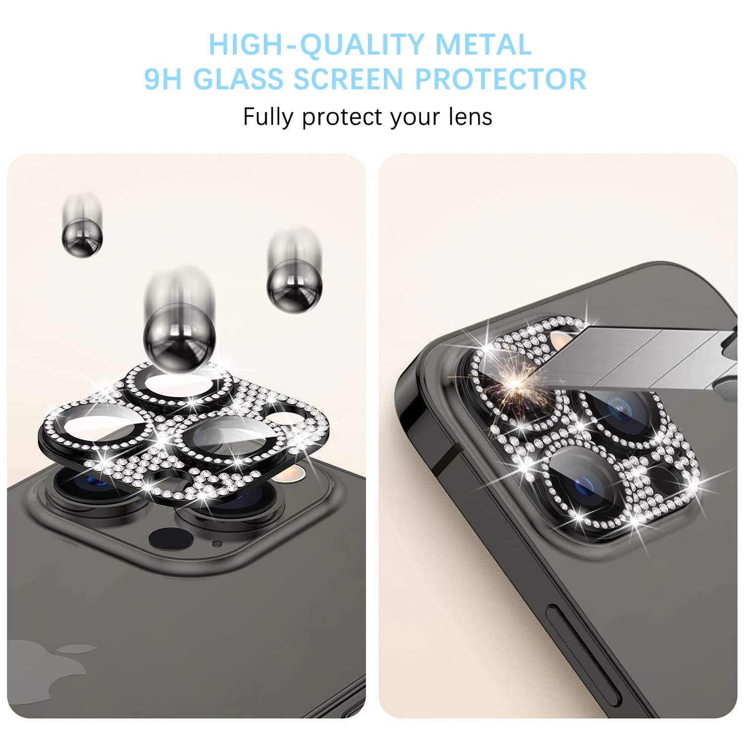 AiMok Pellicola Fotocamera Compatibile con iPhone 14 PRO/iPhone 14 PRO Max, [Durezza 9H] [Anti-graffio] Alluminio Rim Lente Protezione Schermo per iPhone 14 PRO/iPhone 14 PRO Max - Colorato