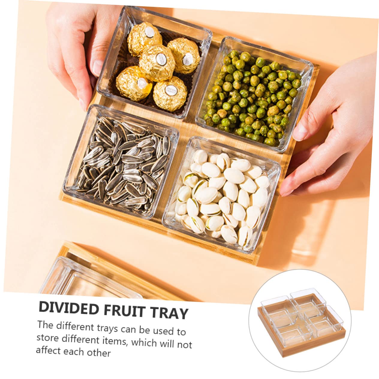 Gatuida Plateaux De Service Pour Fruits Divisés Assiettes à Noix Et Fruits Secs Verre Avec Support
