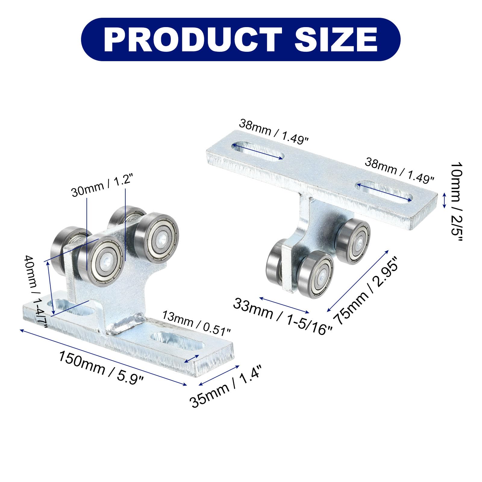 PATIKIL 2pz Elettrico Paranco Carrello con 4 Ruote Rullo Puntone Carrello Trave Carrelli Assemblaggio per Utilizzare con 1-5/8" Largo & Tutti 1-5/8" Più Alto Montante Canali, Lega Acciaio