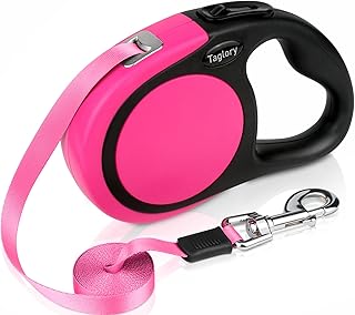 Taglory Hundeleine Rollleinen für Mittel und Große Hunde bis 45kg, Hundeleine Ausziehbar mit Anti-Rutsch Griff, Ausziehleine mit Sicheres Bremssystem, Rosa, 5m product image