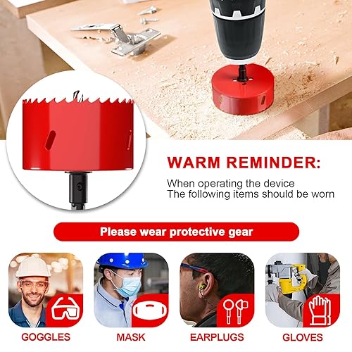 Miniatura 6 de Sierra perforadora de 2 38 pulgadas (2.362 in) para madera y plástico, broca de núcleo de cortador de agujeros bimetálico HSS para paneles de yeso,