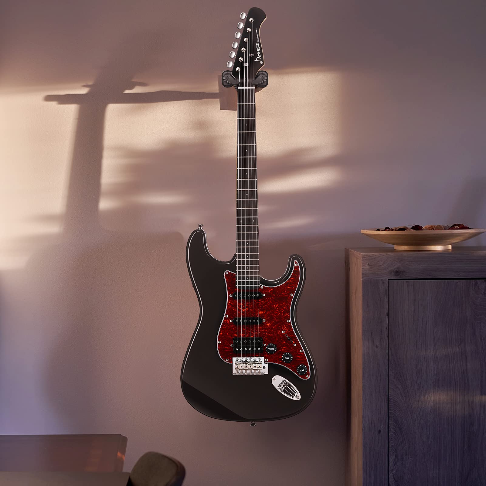 Donner Wandhalterung Gitarre Schwarz Gitarrenwandhalter Automatioschem Verschluss Gitarrenhalter Wand Gitarre Hänger Für Gitarre Bass Banjo Mandoline, 3 Stück