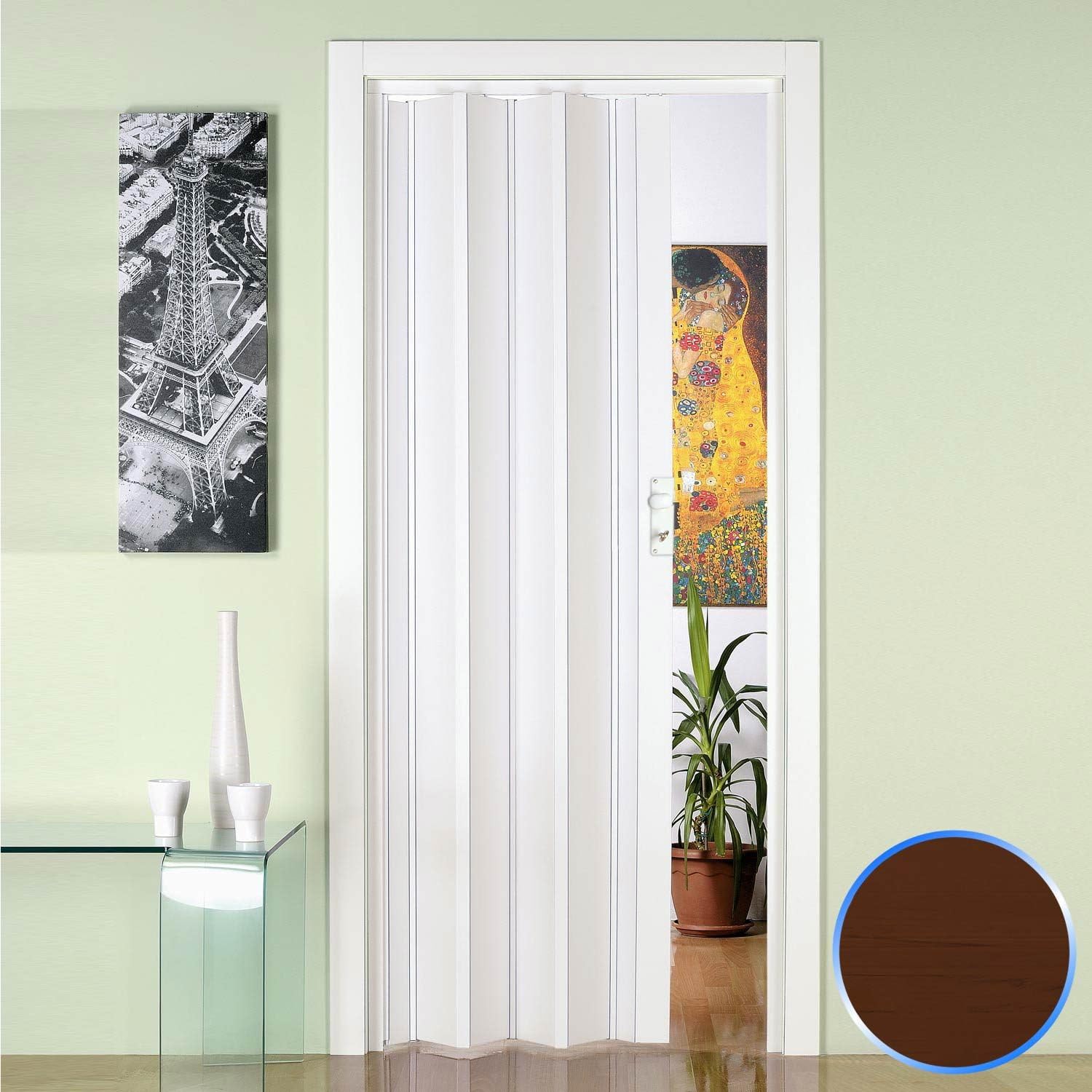 Porta A Soffietto Luciana In PVC - Riducibile, Reversibile, Antigraffio, Colore Noce Pastello, Made In Italy - Foto 11