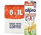 Alpro Oat Drink - No Sugars - 100% British Oats - Unsweetened Plant-Based Long Life Dairy Free & Lactose Free Milk Alternative - 1L (Pack of 8)