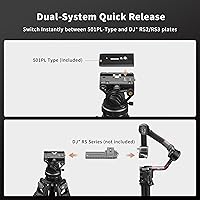 Vista 5 de Cayer Cabezal fluido de video K10 Pro con base plana de 2.953 in, arrastre panorámico ajustable y mango telescópico, cabezal fluido de trípode