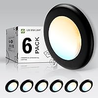 Vista 37 de ASD Paquete de 12 luces LED de disco de 6 pulgadas, 15 W, 3000 K, blanco cálido, 1200 lm CRI90+, lámpara de techo regulable, disco de montaje