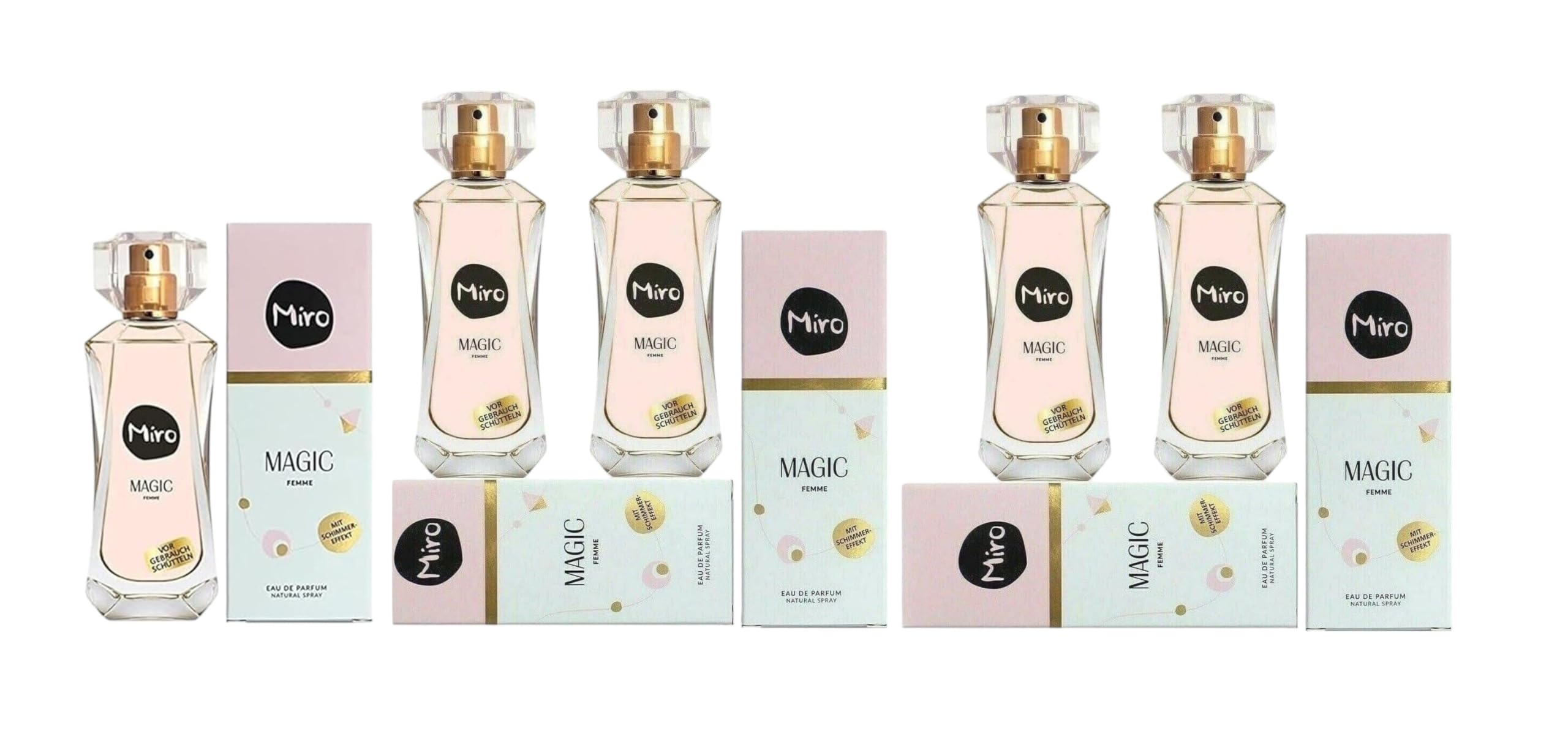 Miro Magic Eau de Parfum Spray 5 x 50 ml (250 ml) mit Schimmer-Effekt