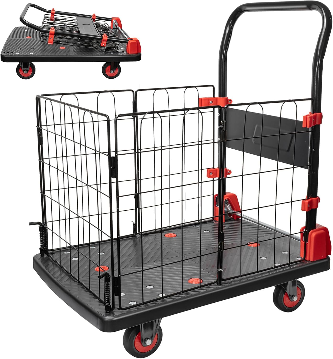 Platform Truck Cart, T.Chilyn Foldable Push Cart Dolly With 360° Swivel