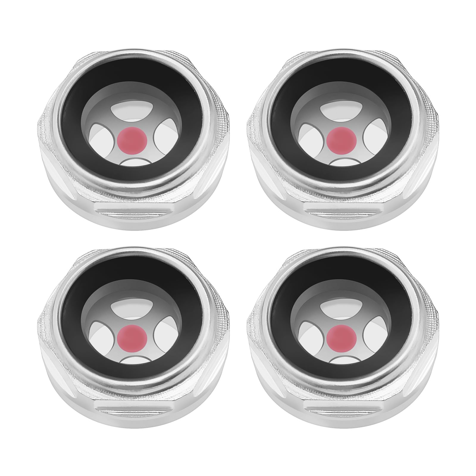 Be In Your Mind 4pcs 1/2 Air Compressor Oil Level Sight Glass BSP Aluminum Alloy Liquid Level Connector Suitable for Air Compressor Check the Pump Oil Level