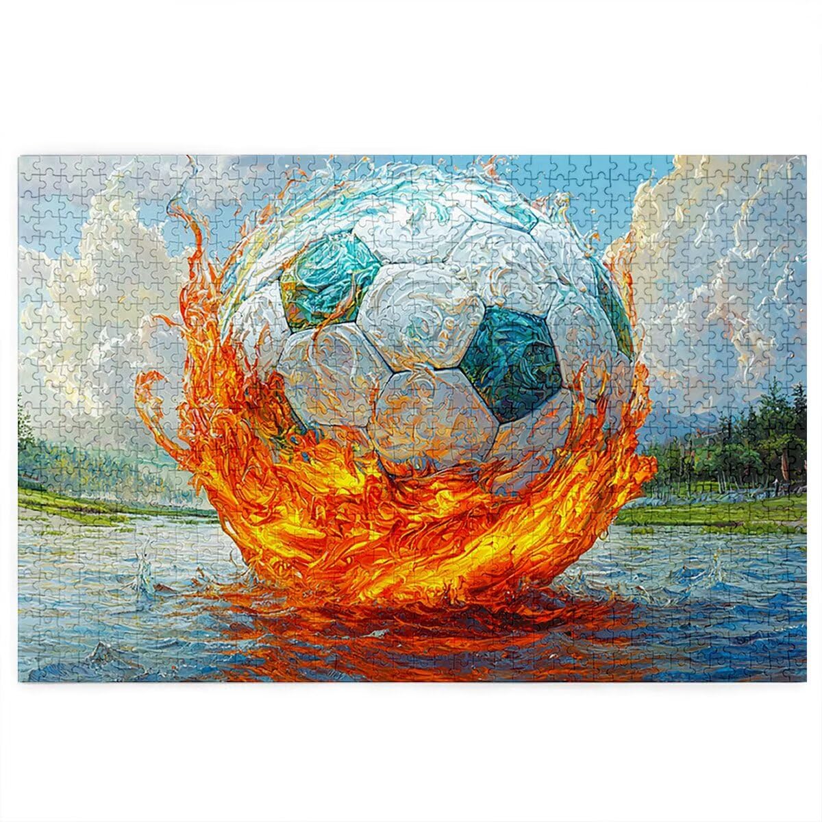 Puzzle 5000 sztuk piłki nożnej dla dorosłych, abstrakcyjne drewniane puzzle dla dorosłych, trudne drewniane łamigłówki, rodzinne gry edukacyjne, łamigłówki z pudełkiem na prezenty dekoracje do domu