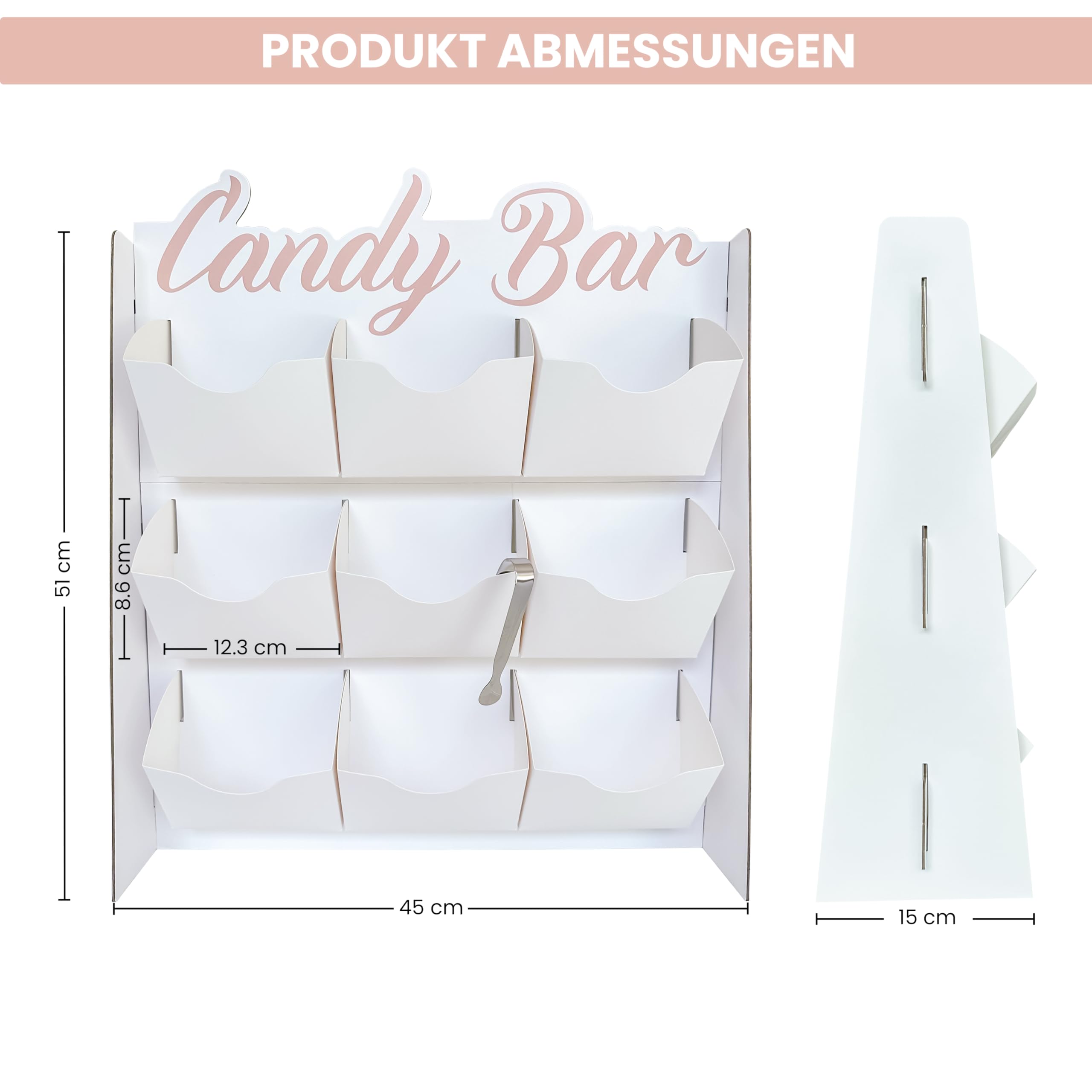 Candy Bar - Süßigkeiten Automat mit 9 Fächern und Zange - Candy Bar Zubehör Hochzeitsdeko Kaugummiautomat - Für Jelly Beans Gummibärchen Weingummi Jelly Fruit
